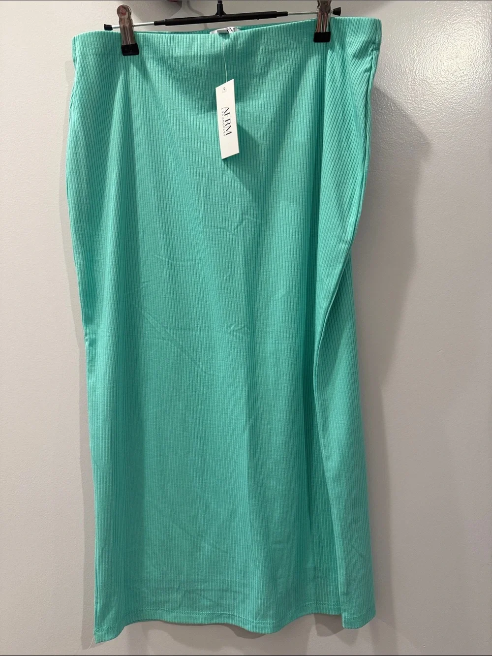 AFRM Turquoise Ribbed Maxi Skirt